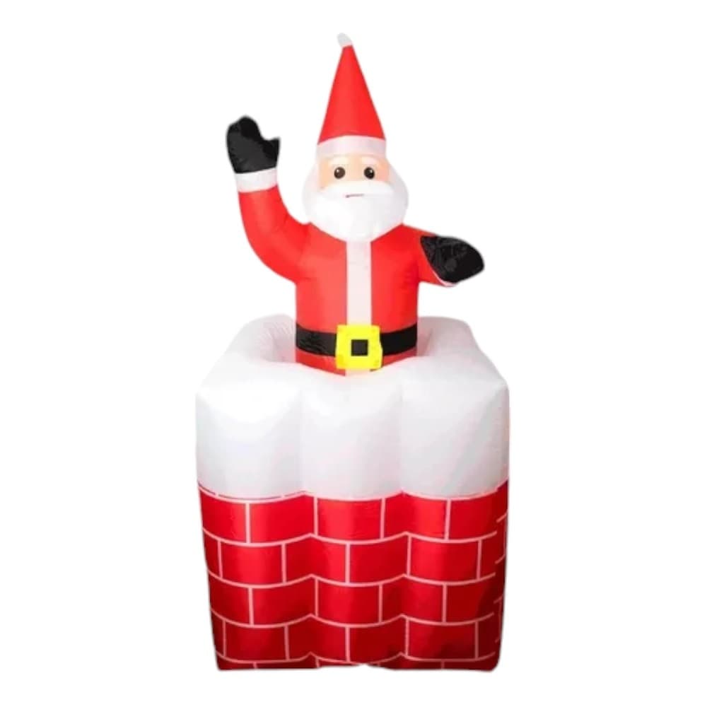 Papai Noel Chaminé Sobe E Desce Inflável Com Led 1.40 m Bivolt