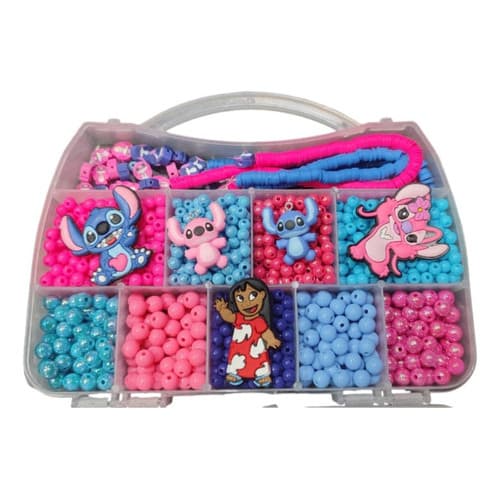 Kit Maleta Miçanga Pulseira Brinquedo Infantil Menina Stitch