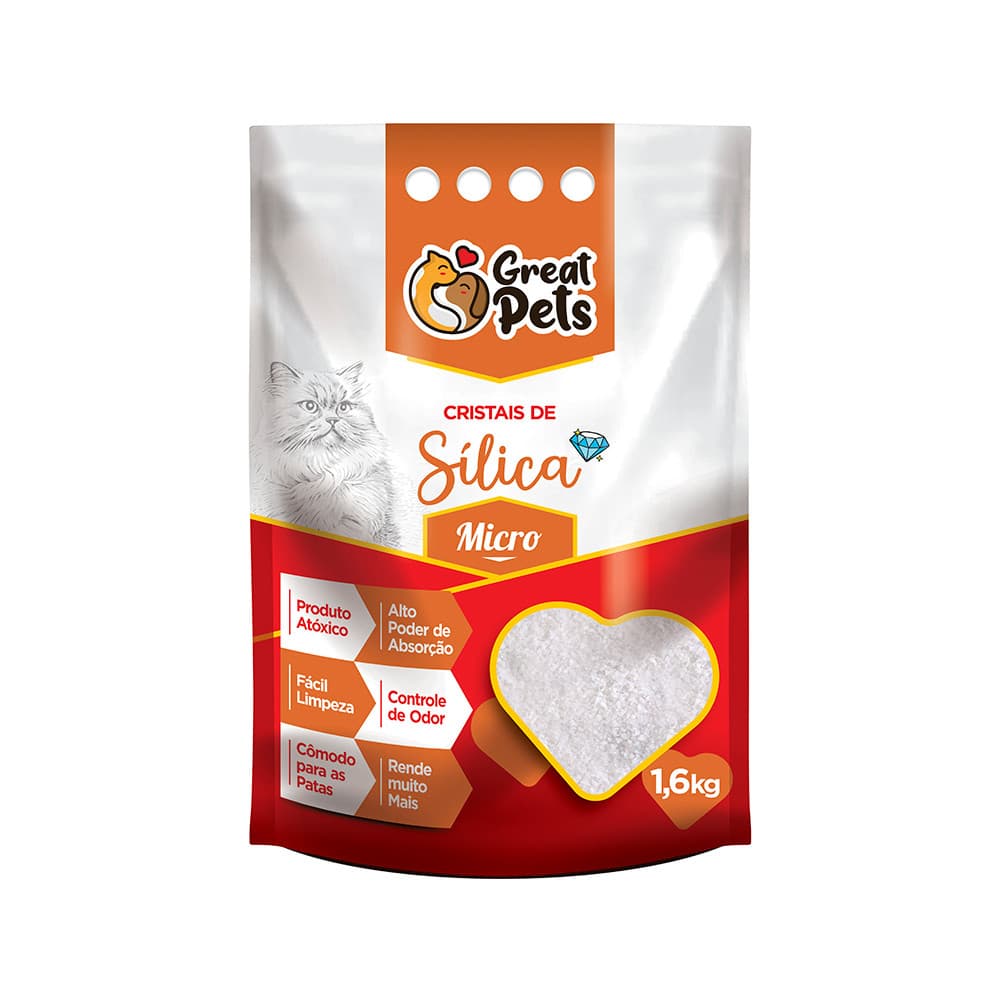 Areia Silica Micro Higienica Great Pets 1,6Kg