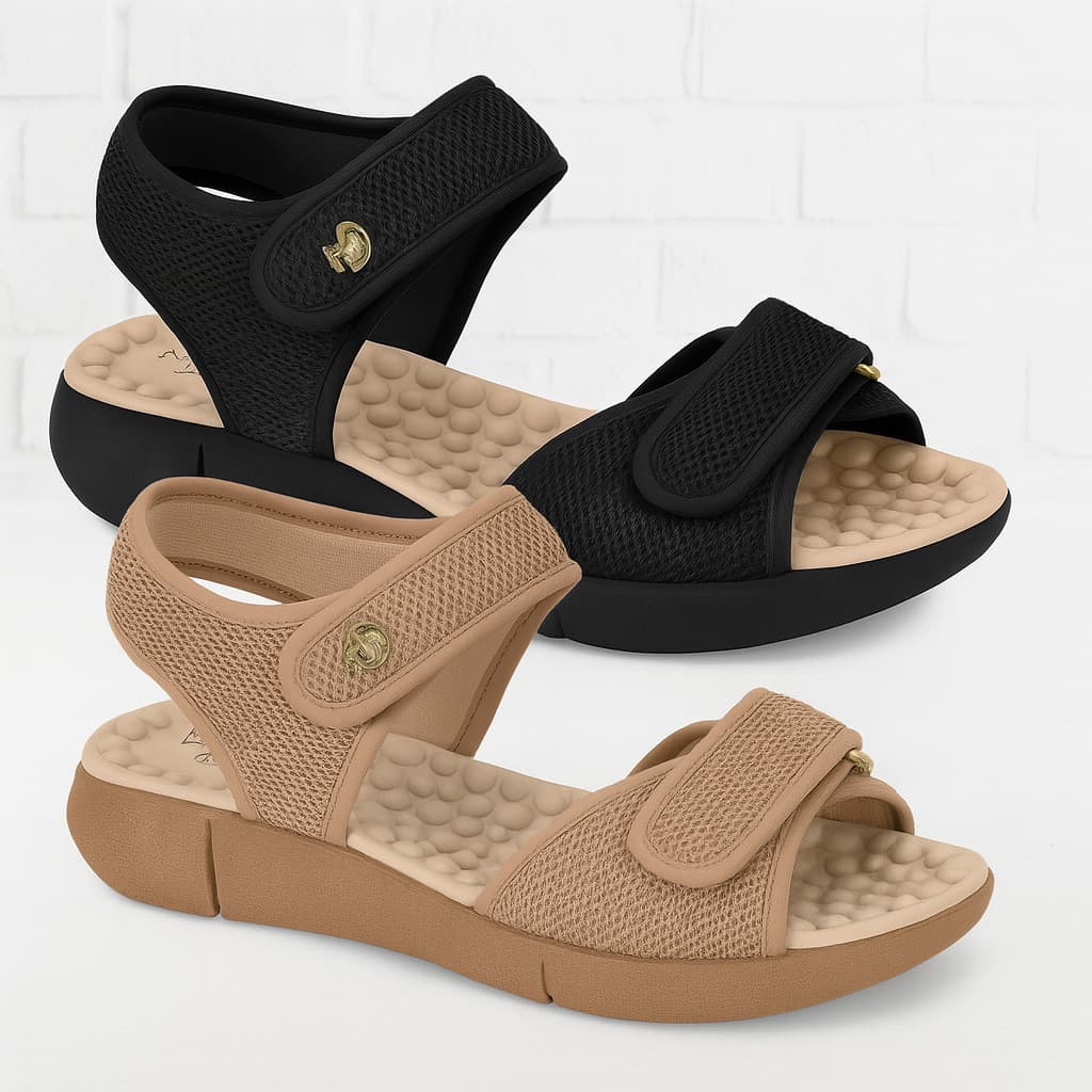 Sandália Modare Ortopédica Papete de Velcro Massageador Esporão Fascite Plantar Tira Dor 7142.118