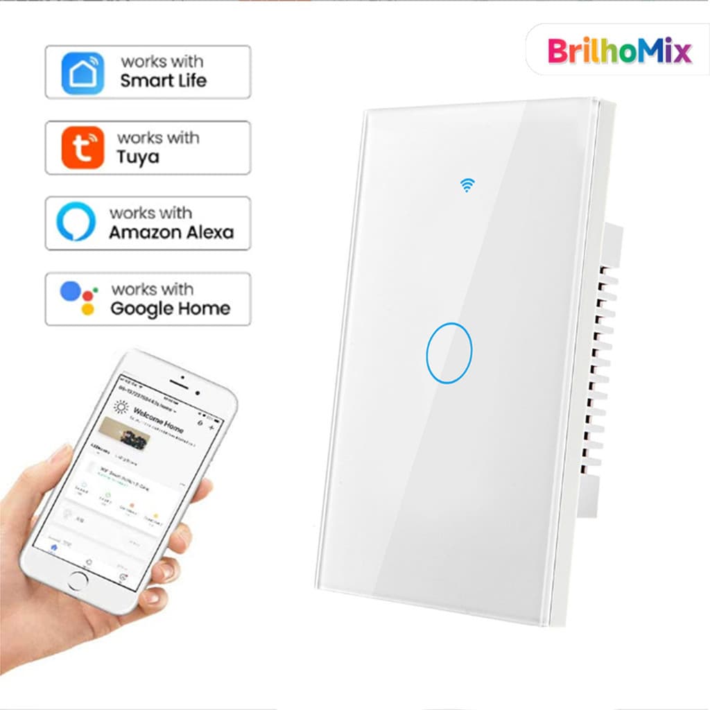 Tomada inteligente com interruptor WiFi, 1/2/3 chaves, fácil de instalar