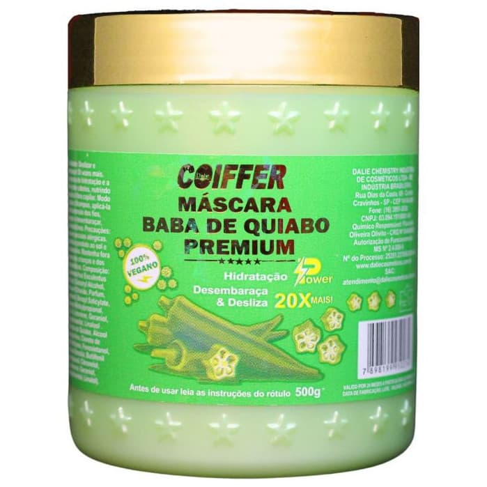 MASCARA BABA DE QUIABO PREMIUM COIFFER 500G Deslizar e desembaraçar 20 vezes mais