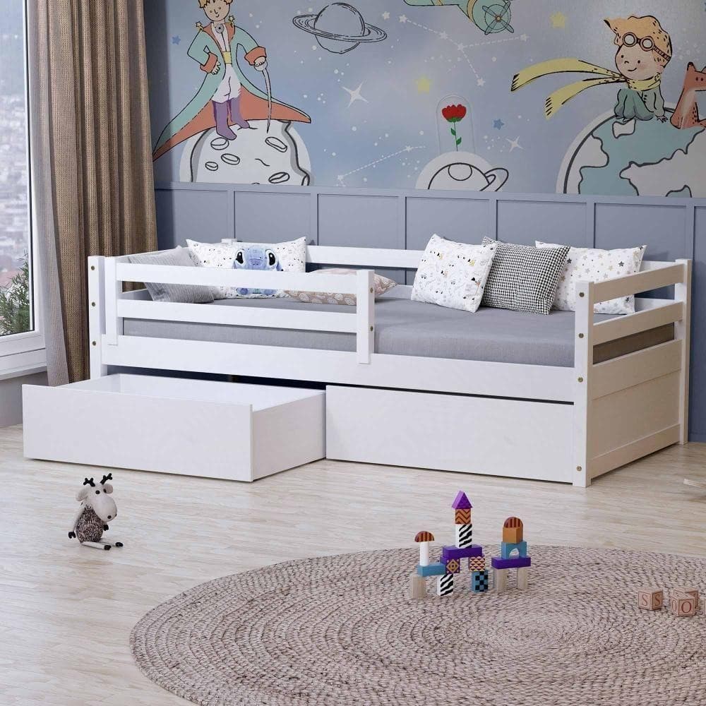 Cama Solteiro Slim Rb 2 Gavetas Grade Branco