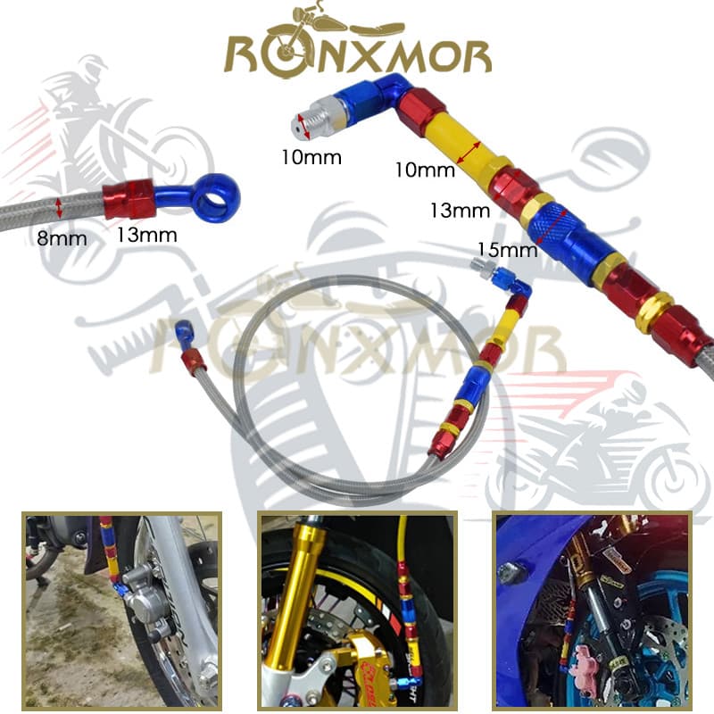 RONXMOR 1PC Motocicleta M10 100cm 220cm Freio De Tubo De Óleo Garganta De Aço De Alta Pressão Bomba De A Disco Hidráulic