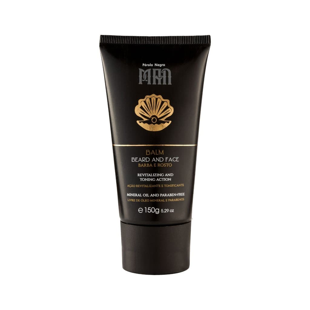 Bálsamo, Barba e Rosto, Ação Revitalizante e Tonificante, Sem Óleo Mineral e Sem Parabenos 150ml - Pérola Negra