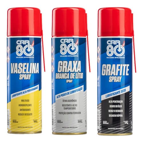 Vaselina + Graxa Branca De Lítio + Grafite Spray Car80