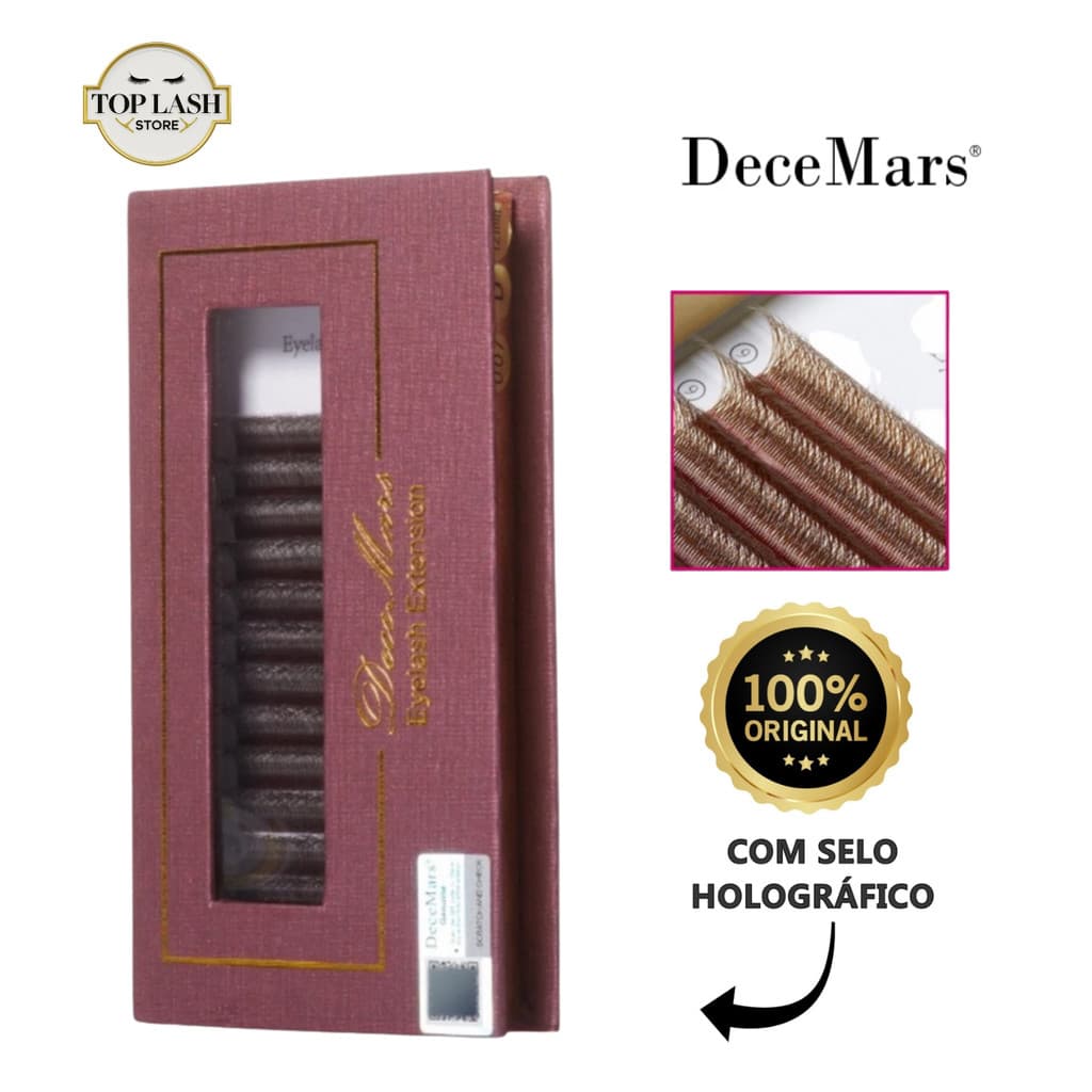Cílios Decemars 5D W Volume Egípcio Mix Marrom Preto Extensão Profissional Original