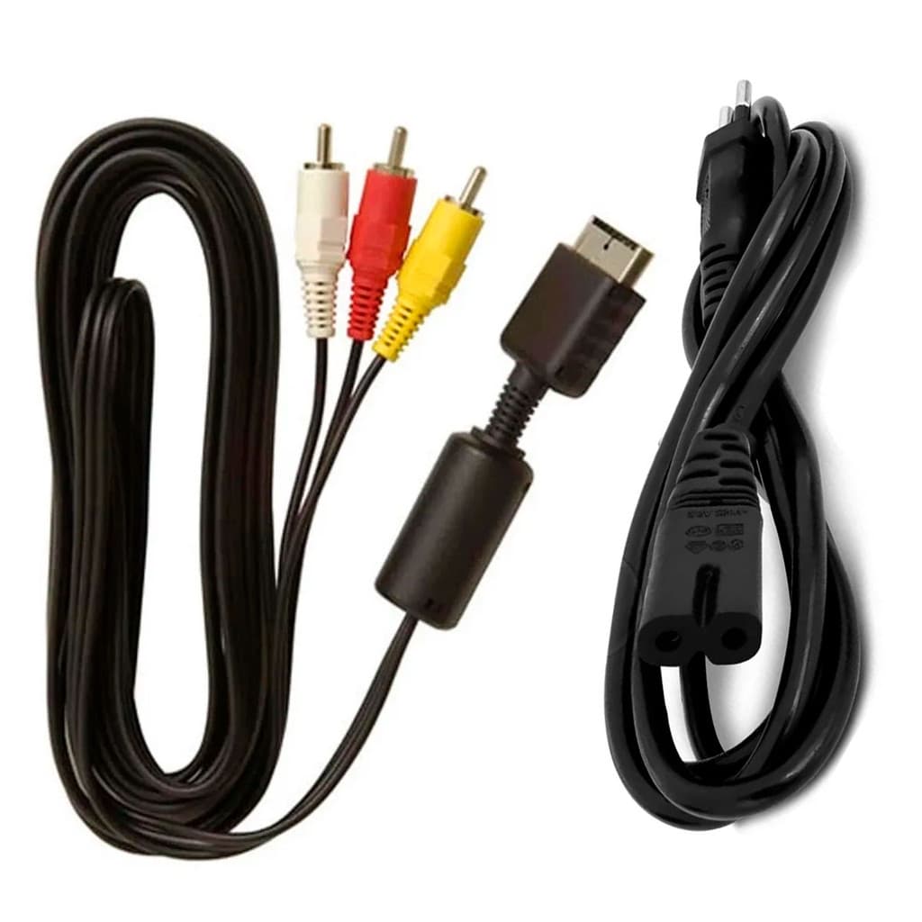 Kit Cabo RCA Audio e Video + Energia Para PlayStation - PS2