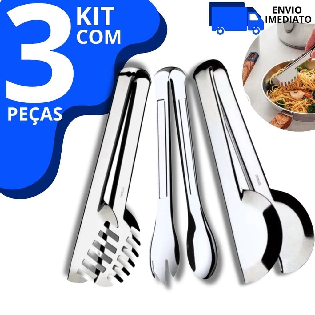 Pegador Inox Pegador de Salada, Massa e Universal para Cozinha, Buffet e Servir Alimento
