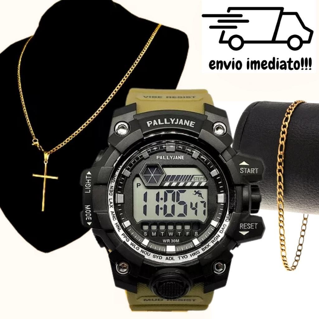Kit Relógio Masculino Digital Preto Esportivo à Prova D’Água Sport PROMOÇÃO BLACK FRIDAY SHOPEE