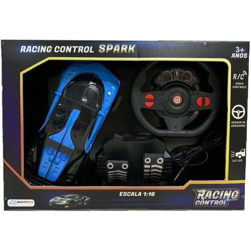 Carrinho Racing Control Spark Azul e Preto Multikids - BR1339