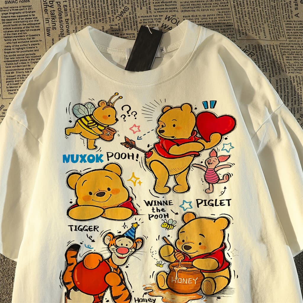 Camiseta De Manga Curta Solta De Tamanho Grande Nova Super Fofa Estampa De Desenho Animado Tendência Top De Verão