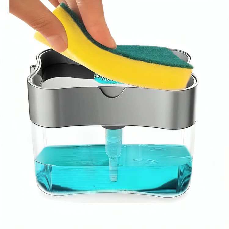 Dispense Porta Sabão Detergente 2 em 1 Suporte Bucha Esponja Limpeza Sabão Limpa Cozinha