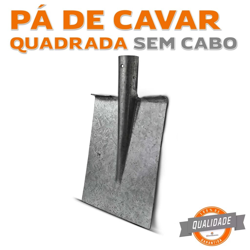 Pá De Cavar Quadrada Sem Cabo Aço Reforçado