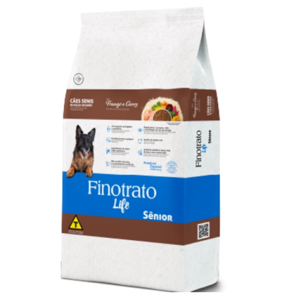 Ração Para Cachorro Finotrato Life Sênior Frango e Arroz Cães Senis de Raças Grandes 15KG