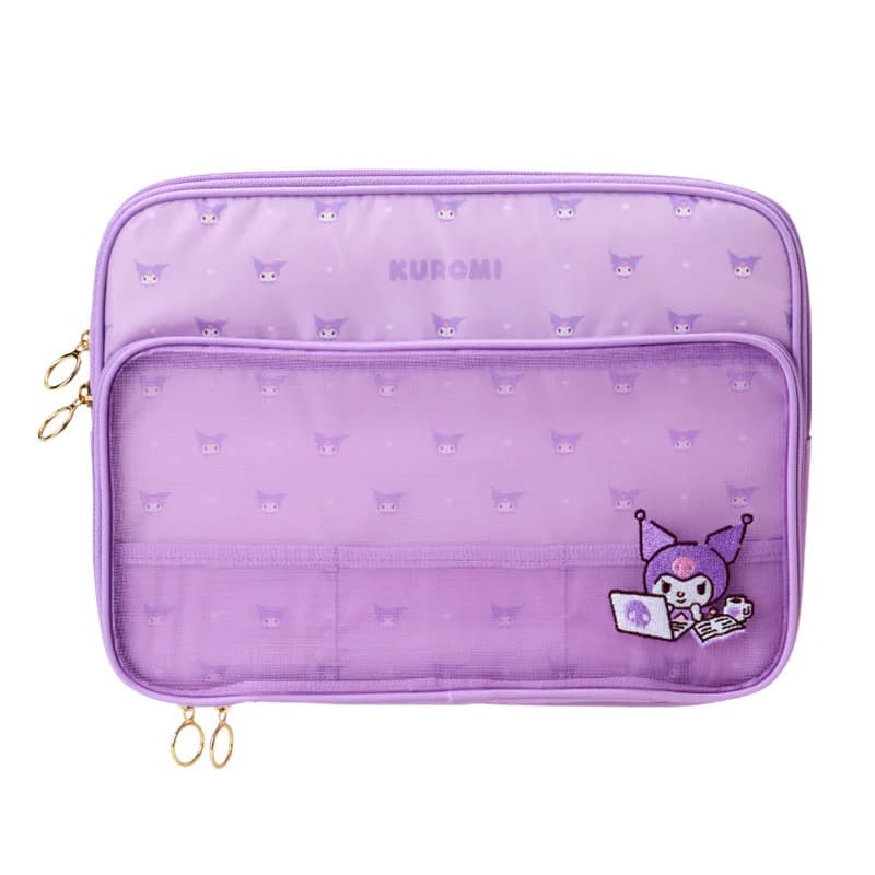‌ Bolsa Para Computador De Malha Kawaii Com Zíper-Organizador Portátil De Tablet Estudantes (Adorável Estampa Kuromi)