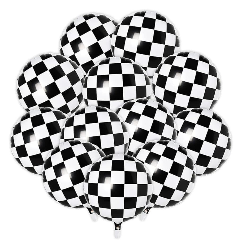 Kit de Balão Bola Quadriculado Bandeira Racing Corrida Festa Decoração Enfeite
