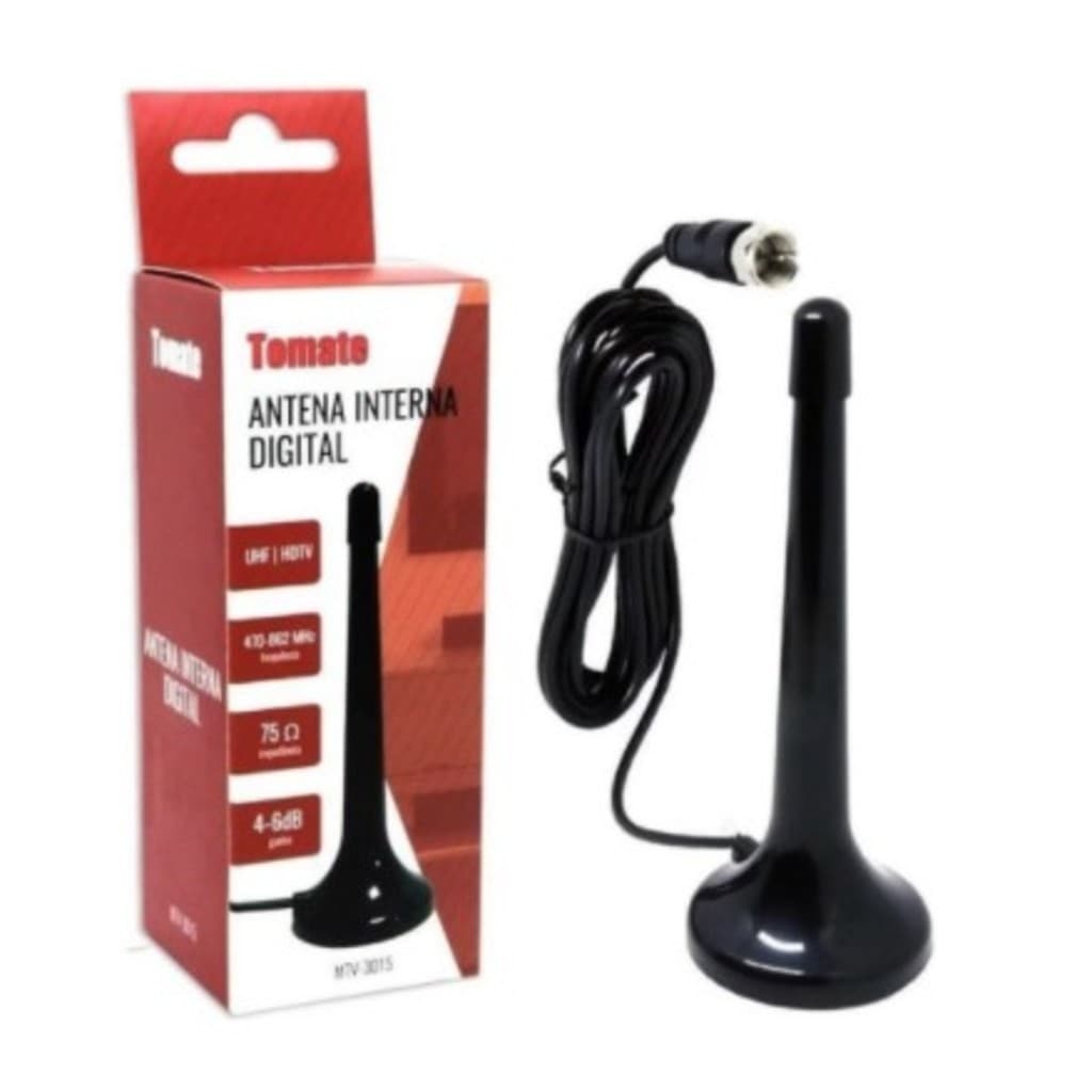 Mini Antena Digital Interna Tomate MTV-3015 HDTV UHF para TV Digital Full HD Compatível com Smart TV e Conversor Digital