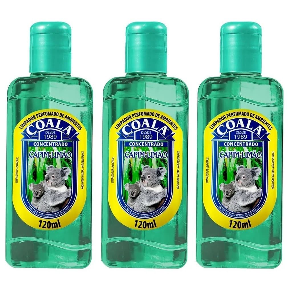 Kit 3 unidades Produto de Limpeza - Coala Limpador Perfumado de Ambientes - Capim Limão 120ML