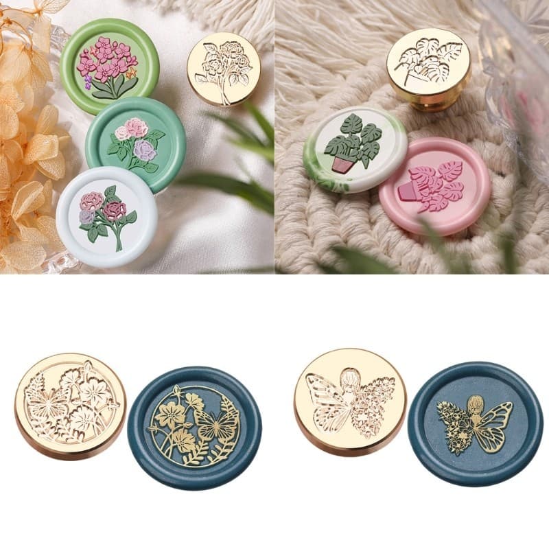 Carimbo Cera Vedação TENB Flower Series Para Cartão Convite Casamento Selo Latão