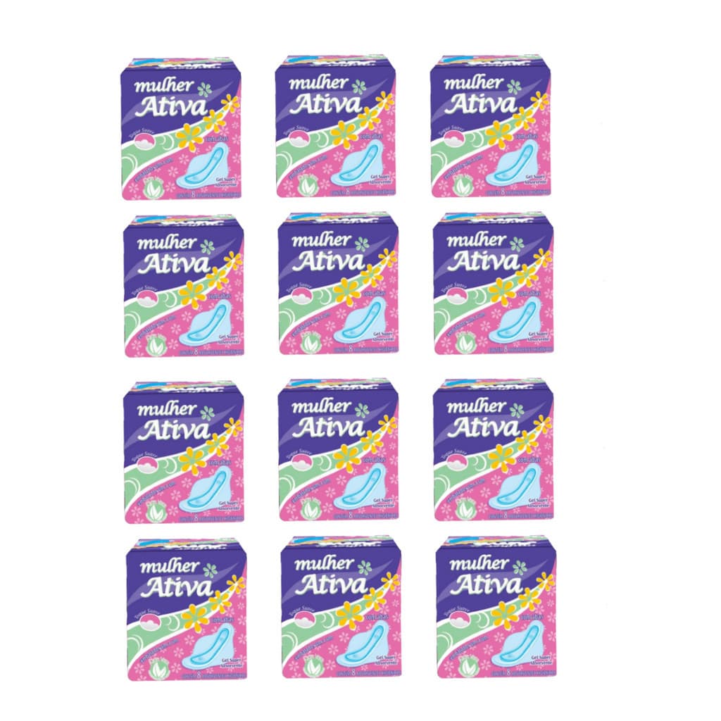 Kit Absorvente Mulher Ativa com 12 pacotes