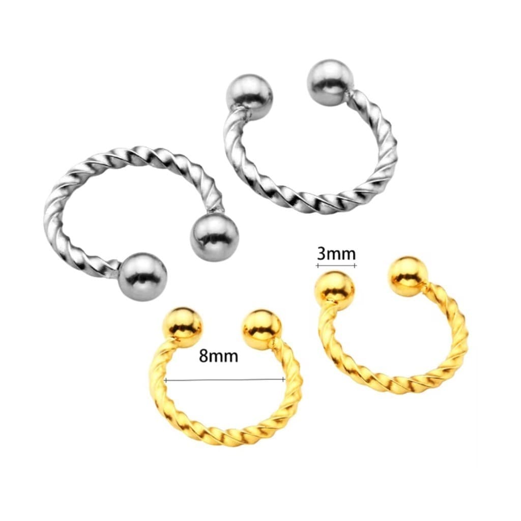 Piercing Fake Falso Septo Argola Torcida Dourada Prateada