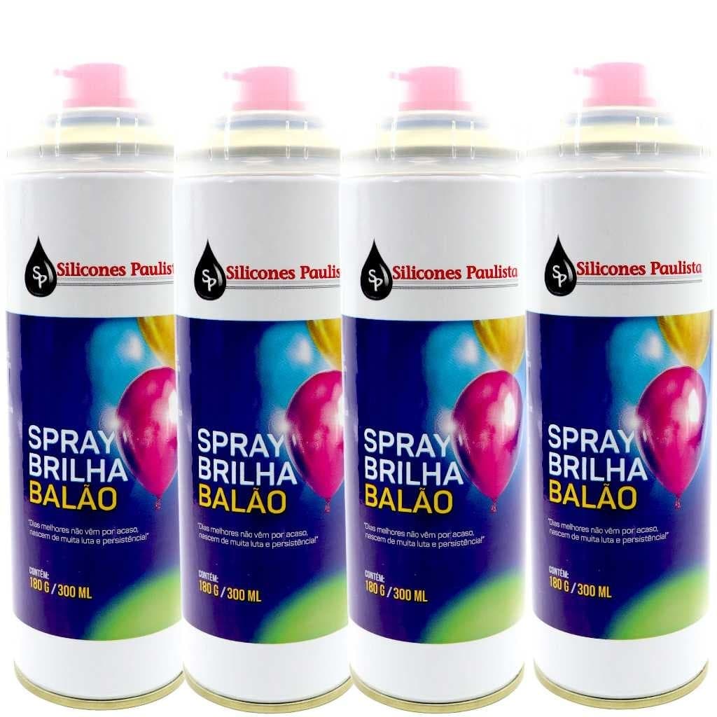 Spray Brilho Para Balões Renovar Bexiga Buffet Festa Kit com 4 unidades - 300 ml cada