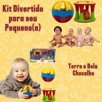 Brinquedo de Mão para Bebê Bola Chocalho e Torre Colorida Infantil