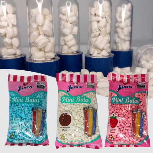3 Pacotes Mini Bala de Coco 400g Junco Diversos Sabores Decoração