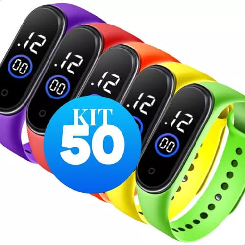 KIT 50 UNIDADES Relógios Coloridos Digital Aprova D Agua Led esportivo KIT Relógio Coloridos Digital