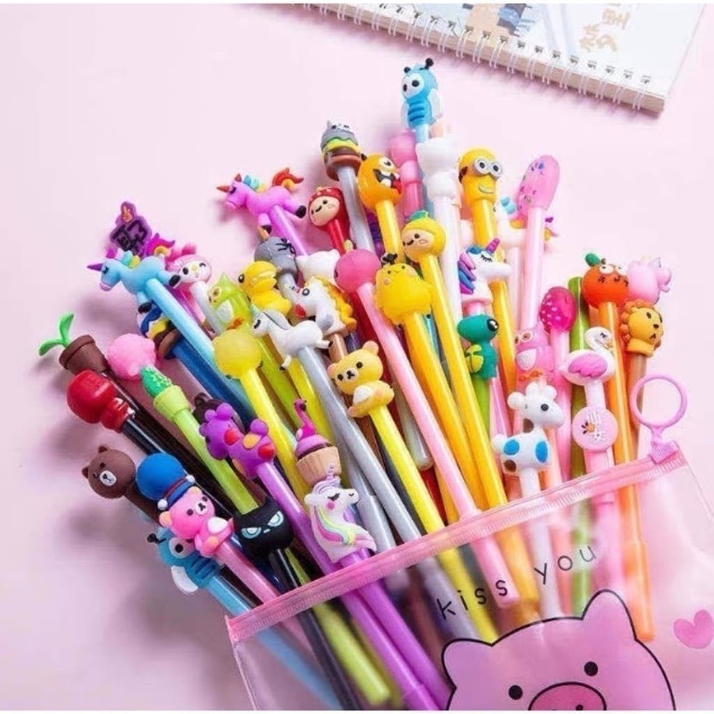 (Temdetudoss)Oferta especial Kit 12 unidades Caneta fofa Criativa Gel Bichinhos Personagens Animadas Kawaii  12 modelos diferentes Baratinha