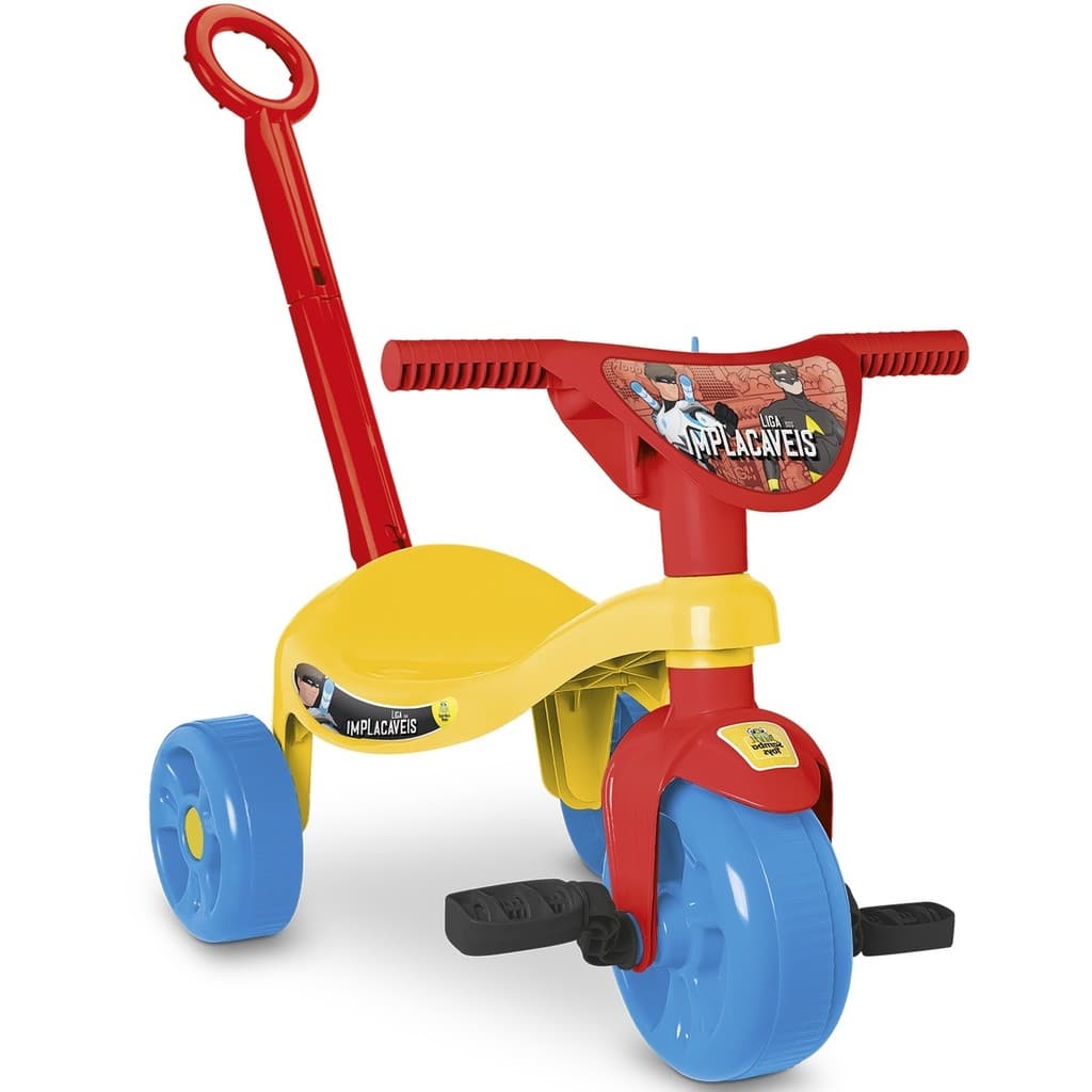 Triciclo Infantil Crianças Super Heróis Tchuco Implacáveis 0643 Pedal E Haste - Samba Toys