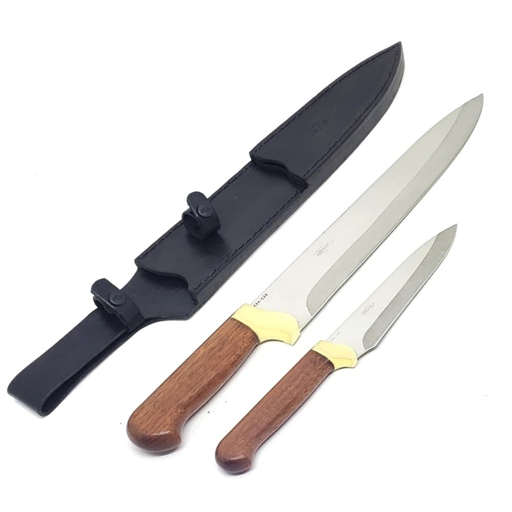 Kit Churrasco e Cozinha Arkhip Grãnchef 12'' e 6' Cabo Madeira Bainha