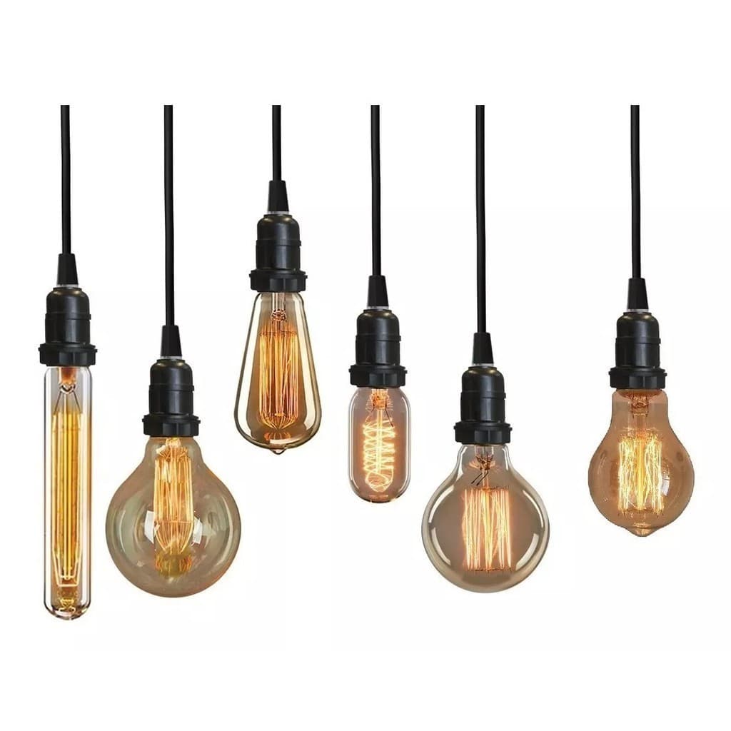 2 Peças Lampada Vintage Retro Filamento De Carbono 40w E27