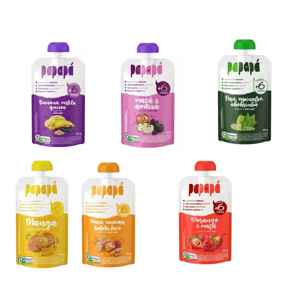 Kit 6 - Papinhas Orgânicas Papapá Squeeze 100g