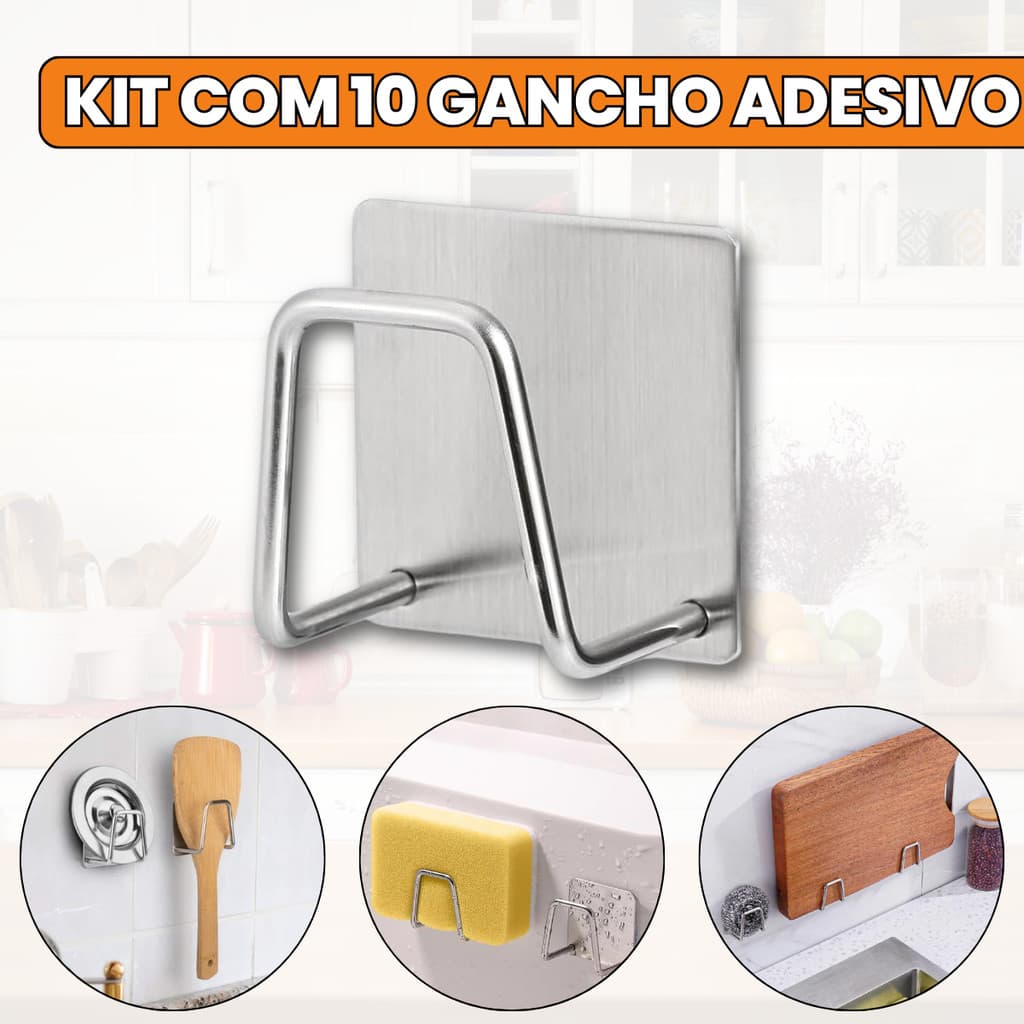 Kit 10 Gancho Para Esponja Aço Inoxidável Suporte Porta Bucha De Pia Prateleira
