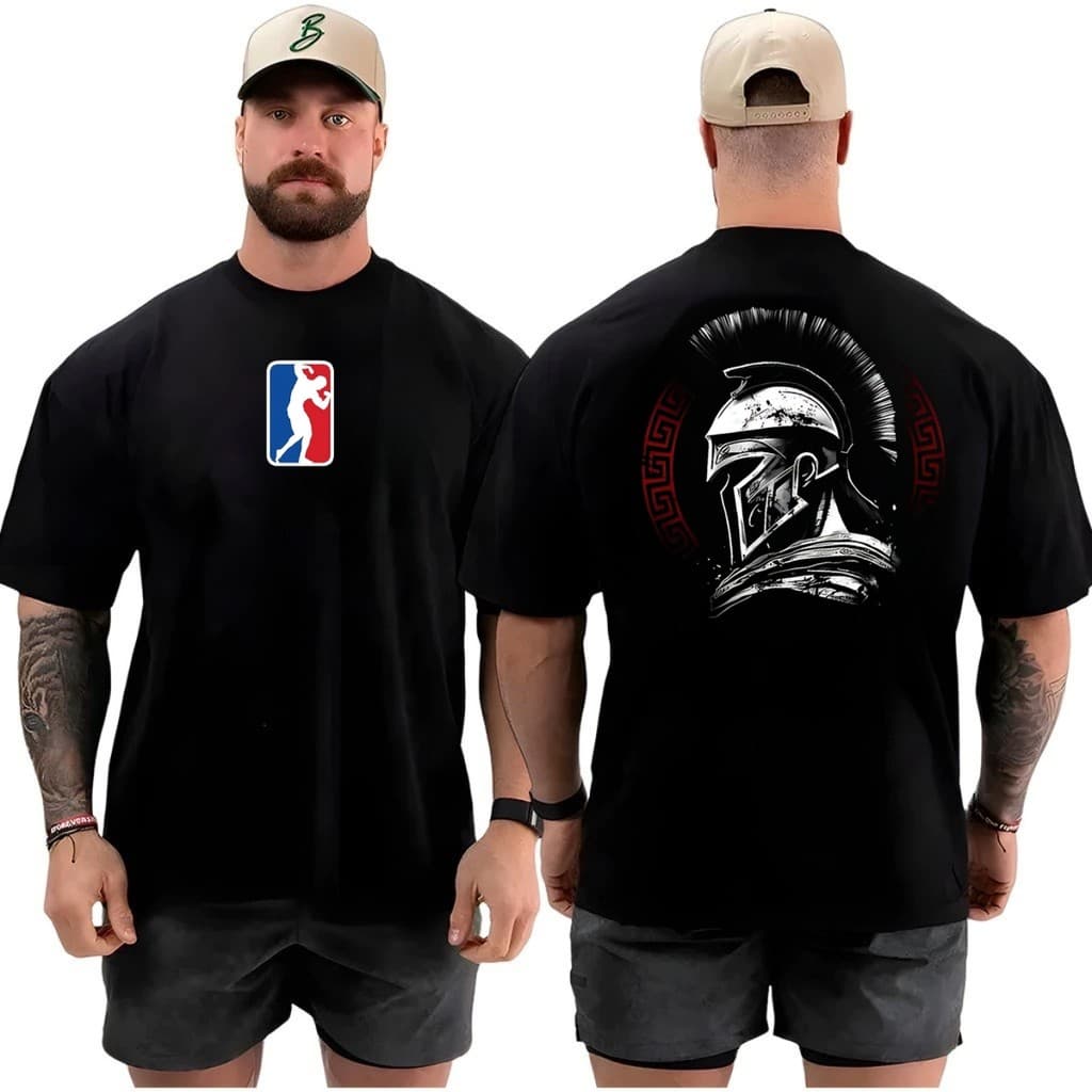 Camiseta Camisa Oversized Top para Academia Musculação sparta Streetwear 100% Algodão