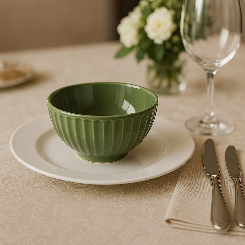 CONJUNTO 8  BOWLS VERDE FRISADO P/ SOPAS CALDOS 400ml SCALLA
