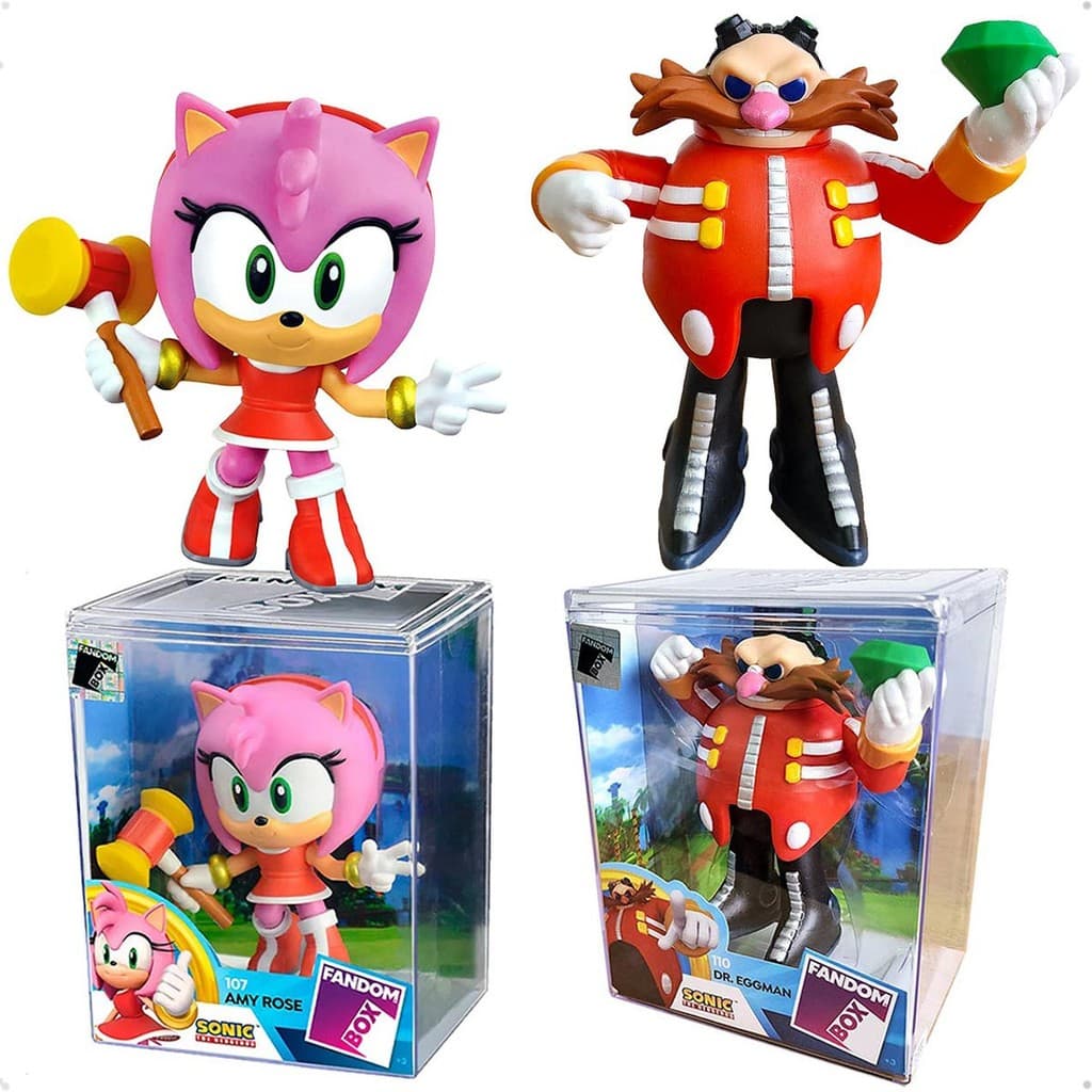 Coleção 2 Bonecos Amy E Dr Eggman ( Robotnik ) Fandom Box Sonic Lider