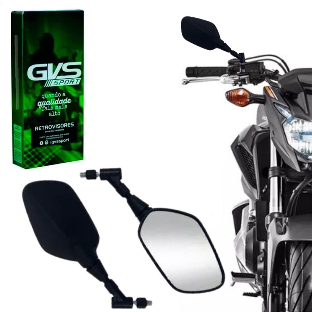 Retrovisor Gvs Cb 500f Giro 360 Plano Para Honda E Yamaha