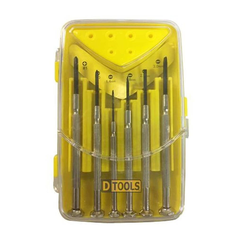 Jogo Chave de Precisão 6 Peças DTOOLS - Philips Nº 0 e Nº1 - Fenda 1,4mm a 3,0mm