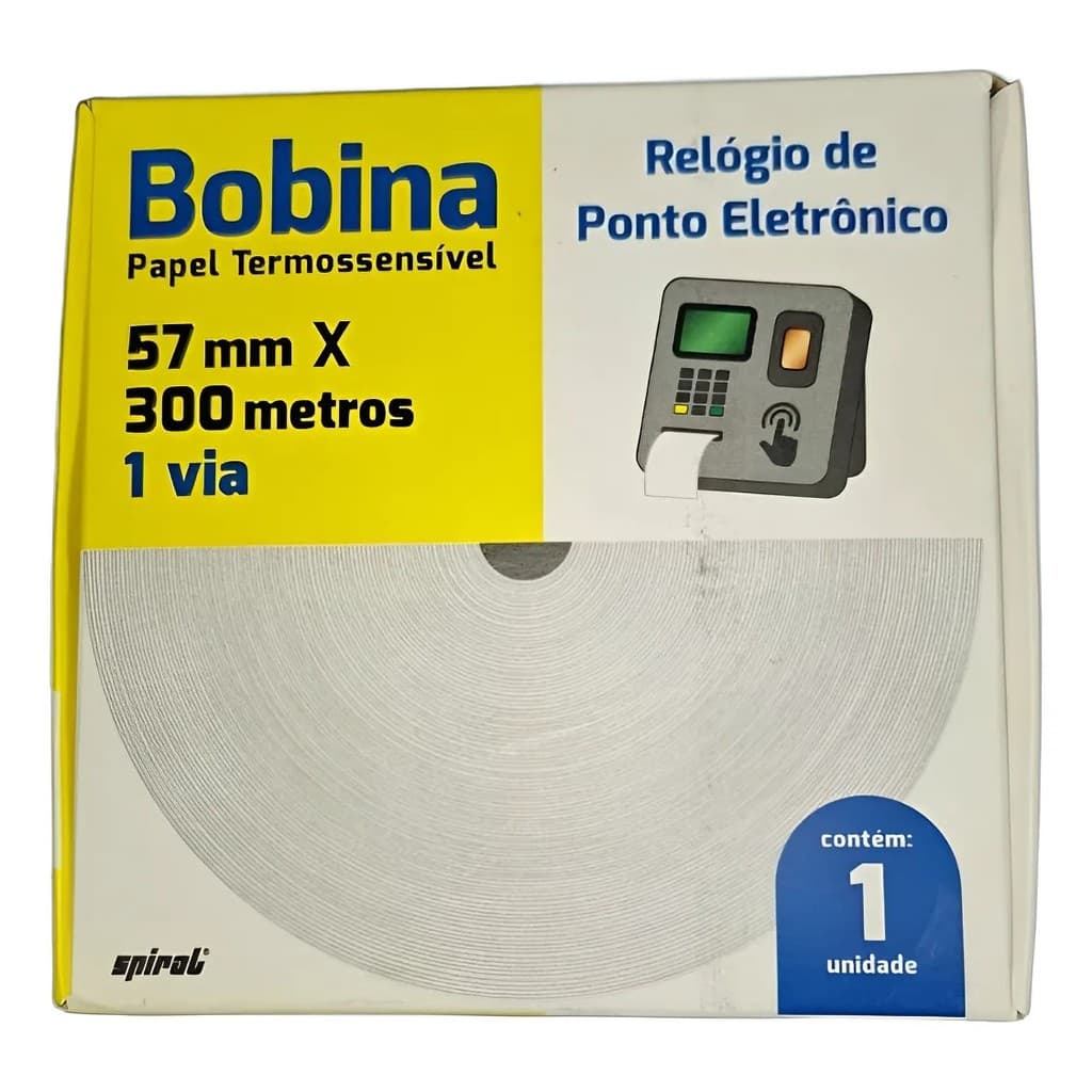 Bobina térmica para Relógio de ponto 57mm x 300m Spiral