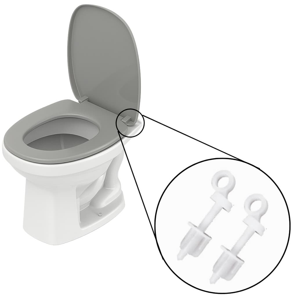 Assento Sanitário Tampa Oval Soft Cinza Claro + Parafuso de fixação para assento sanitário