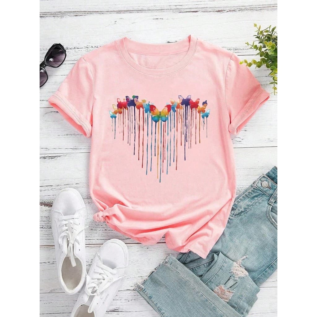 Camiseta Infantil Borboleta fitas Blusa para menina estampada 100% algodão