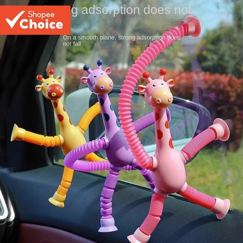 Ventosa De Girafa Brilhante Retrátil Desenho Animado Brinquedo Educacional Criativo