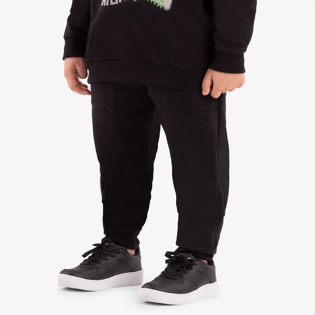 Calça Infantil Menino Moletom Flanelado Com Bolsos
