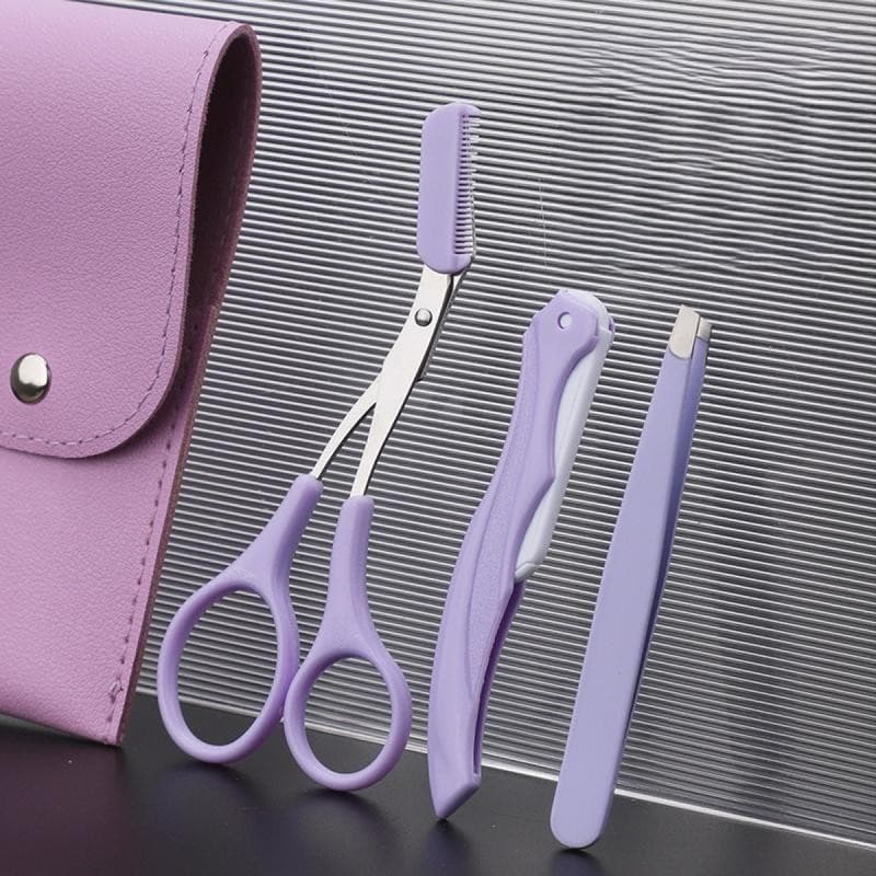 Conjunto de aparador de sobrancelhas, dobrável, pinça para sobrancelhas, tesoura para aparar sobrancelhas, anti-riscos,