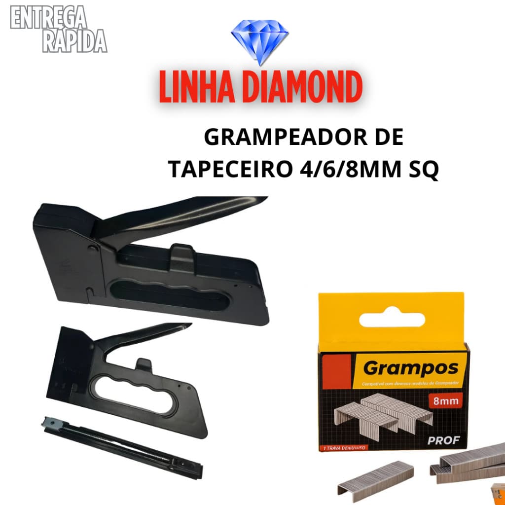JOGO 1 GRAMPEADOR PARA TAPECEIRO 4/6/8 MM + 4 CAIXAS FR GRAMPOS 8 MM (4.000)