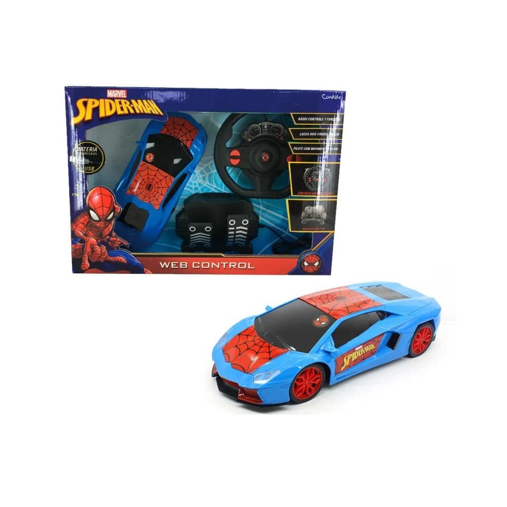 Carrinho Controle Remoto Homem-Aranha 7 Funções - Candide 5886 - Aventura e Diversão