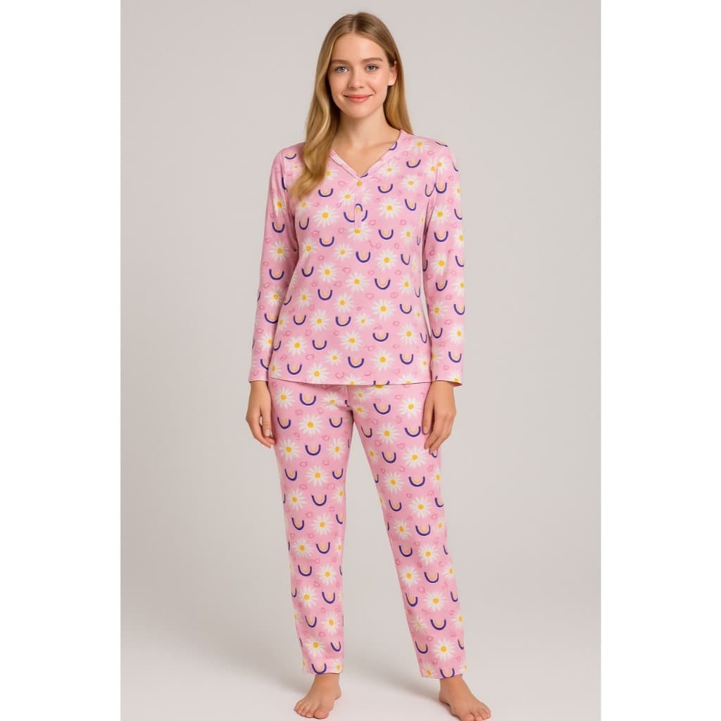 Pijama Adulto Suede Estampado Inverno Manga Longa e Calça Tecido Macio